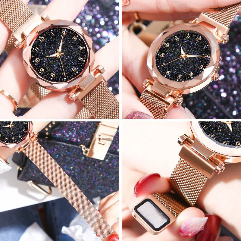 Женские часы звездное небо кристалл Роскошные Кварцевые наручные женские