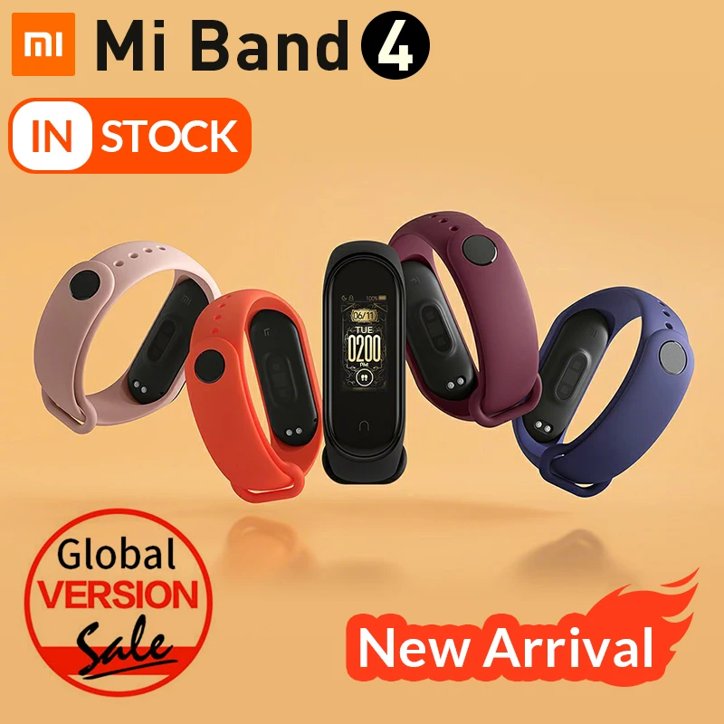 Глобальная версия, Xiaomi mi-браслет 4 mi Band 4, музыкальный цветной экран, фитнес-частота сердечных сокращений, Bluetooth 5,0, умные часы, Russina