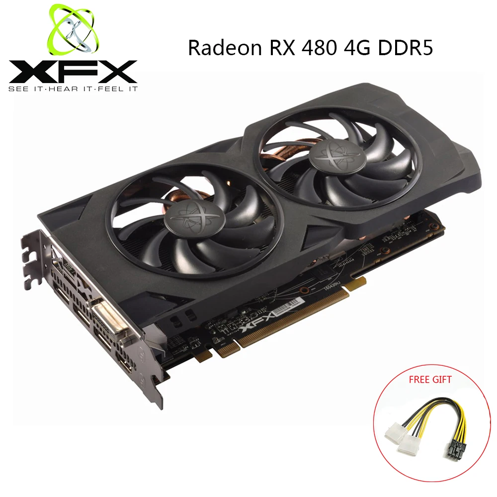 XFX AMD Radeon RX 480 4GB Video Cards GPU RX480 DDR5 Graphics Card Desktop Gaming PC Gamer Used | Компьютеры и офис