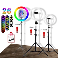 10 selfie led ring light with adjustable tripod stand and phone holder dimmable rgb selfie ring light kit for make up tik tok