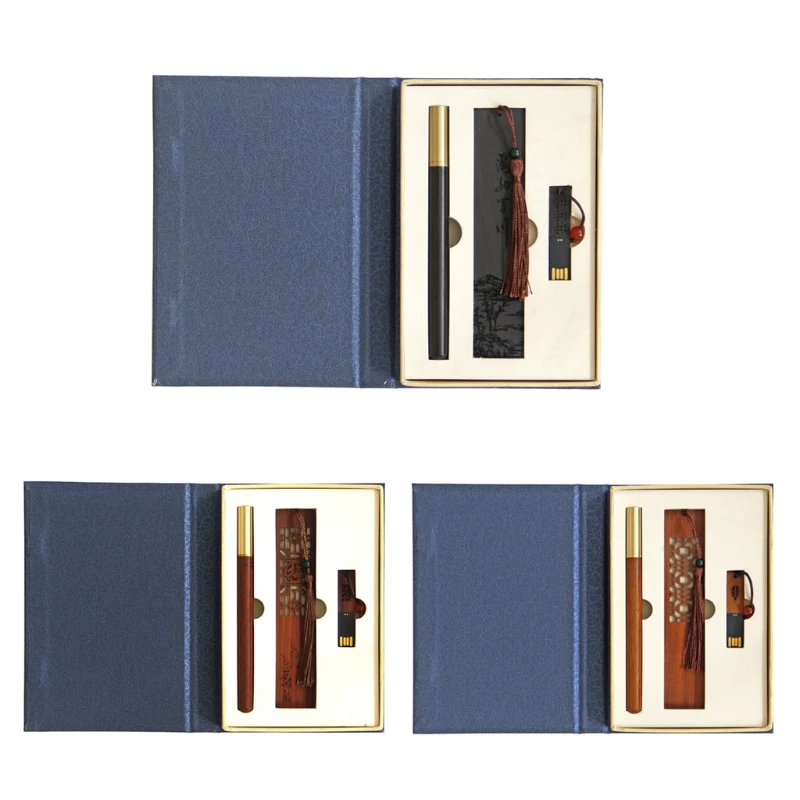 

Premium Ebony Signature Pen Calligraphy Pen Kit w/ Signature Pen Bookmark 32G U Disk Wood Gift Case for business Gift