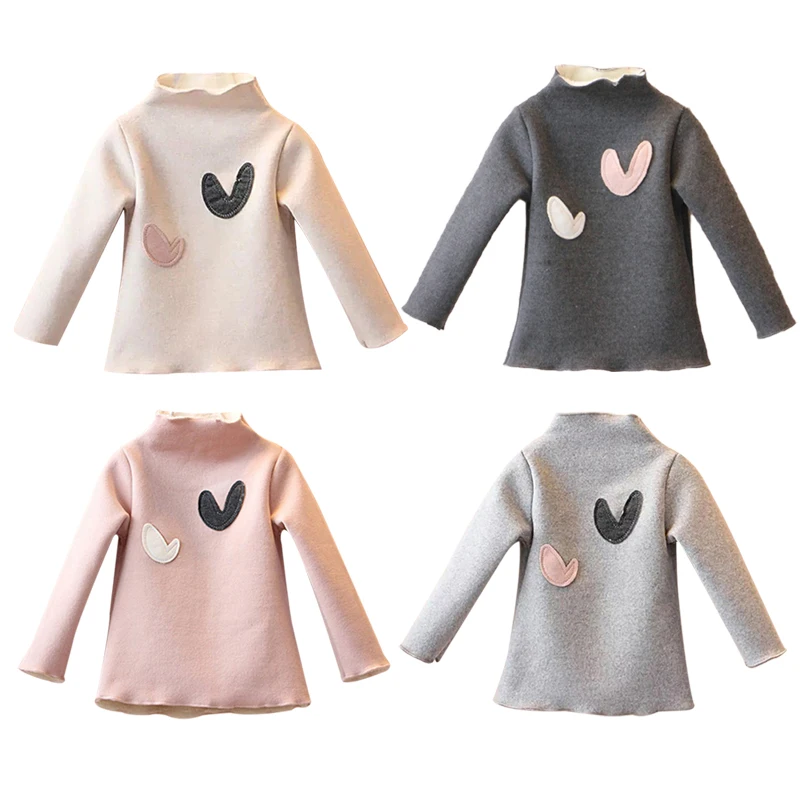 Осенняя одежда для маленьких девочек плотные свитера с сердечками Повседневная