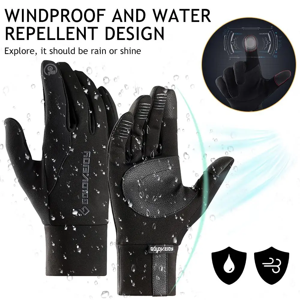 

Practical Fleece Gloves Warm Gloves Waterproof Material Skiing Riding Winter Bicycle Riding Glove Durable Mobile Phone