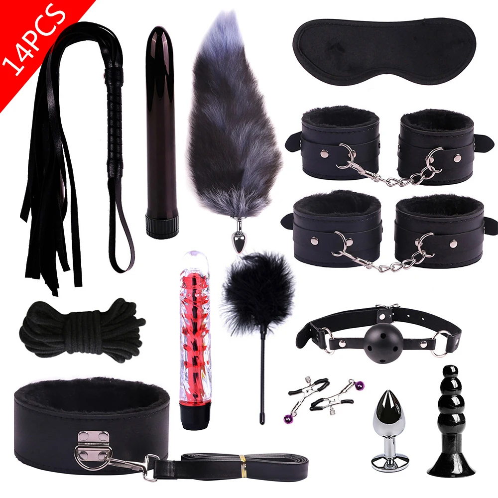 Набор для бондажа интимные игрушки взрослых наручники зажимы сосков кнут кляп