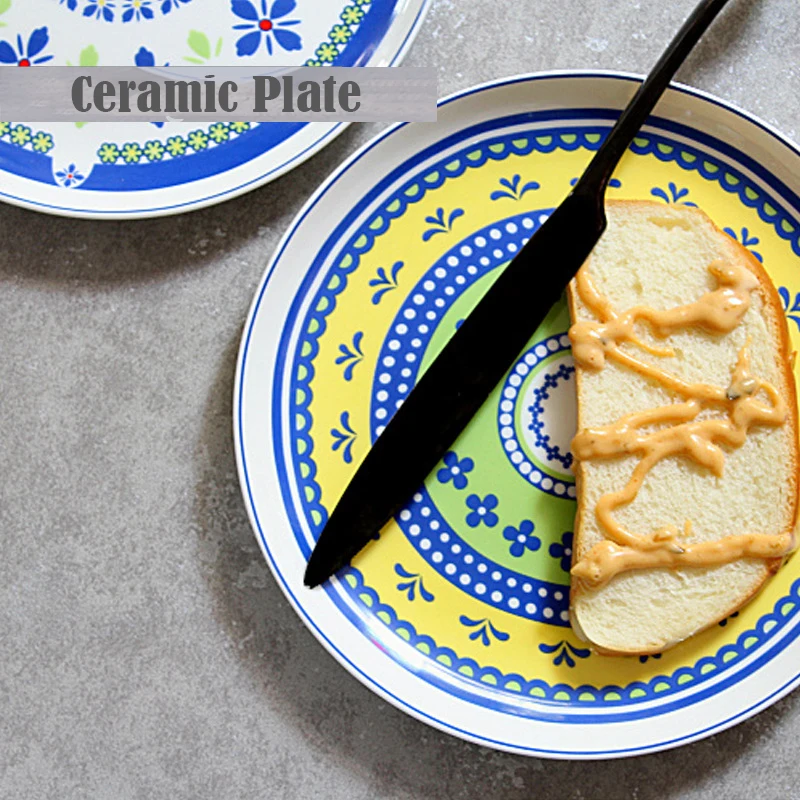 Керамическая тарелка 8 дюймов круглая креативная в этническом стиле бытовая