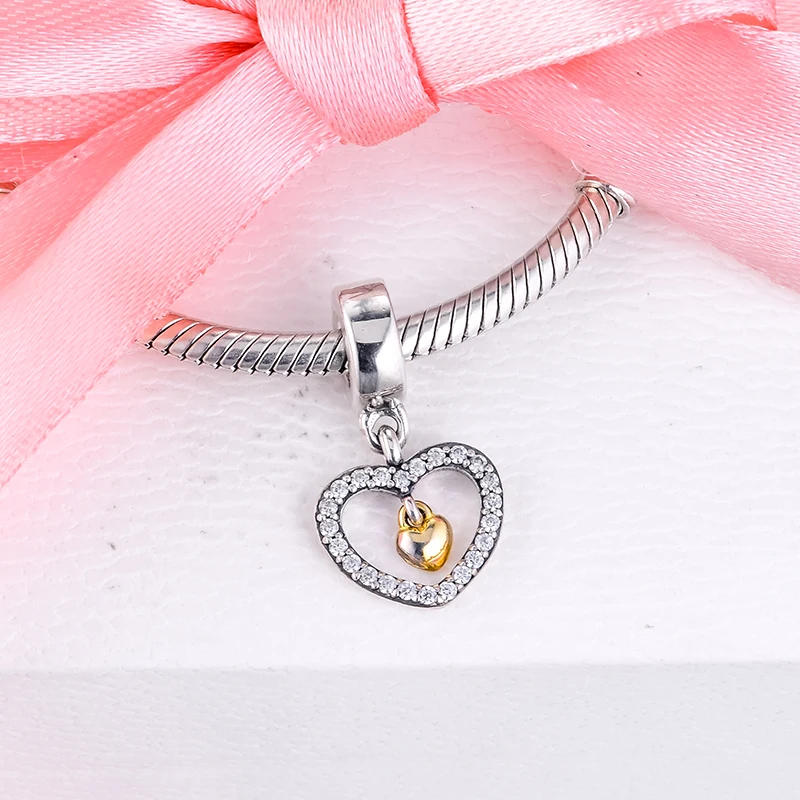 Подходит для браслетов Pandora Beads Forever in my heart Charms 100% 925 пробы серебряные украшения