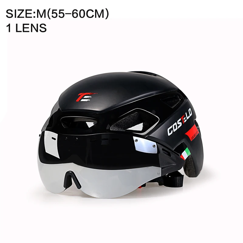 Costelo велосипедный шлем 4 цвета MTB Горный шоссейный велосипедный шлем Casco speed Airo RS Ciclismo очки Bicicleta - Цвет: BLACK  M GRAY LEN