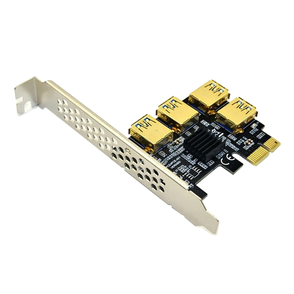 

HotSale PCI-E 1x to 16x Riser Card PCI-Express 1 to 4 Slot PCIe USB3.0 Adapter Port Multiplier Miner Card for BTC Bitcoin Mining