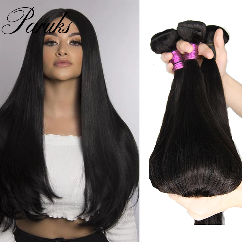 

Paruks Brazilian Straight Hair Bundles 100% Human Virgin Hair Weave Hair Bundles Thick Human Hair Weaving Remy Hair Extensions