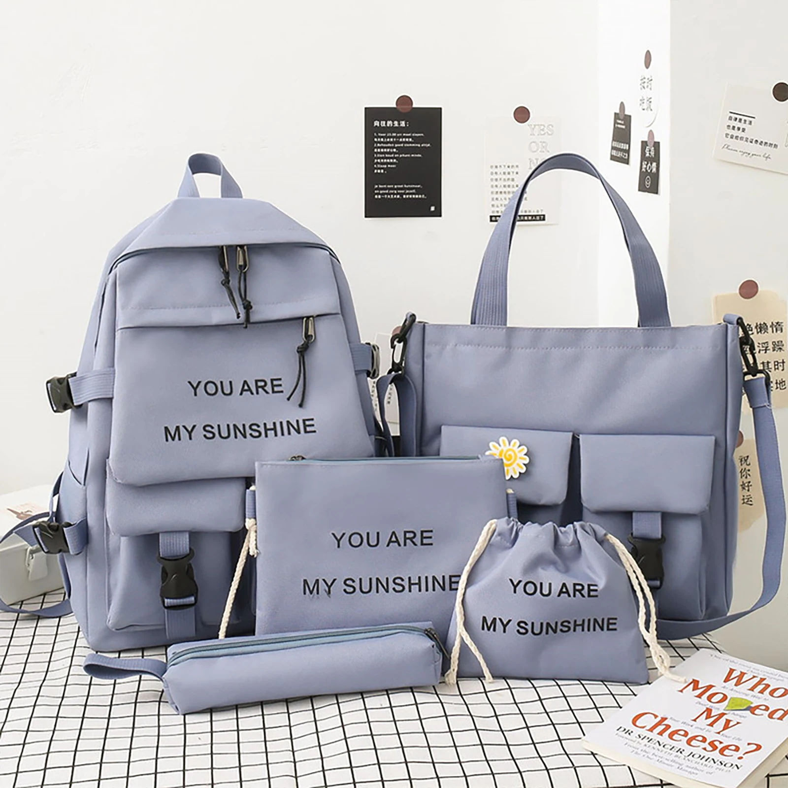 

5pcs Backpact Set Large Capacity Handbag Tote Bag Student School Backpack Women's School backpacks Accessories dropshipping