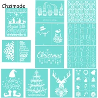 chzimade merry christmas day self adhesive silk screen printing stencil mesh transfers 28x21cm for t shirt diy home decoration