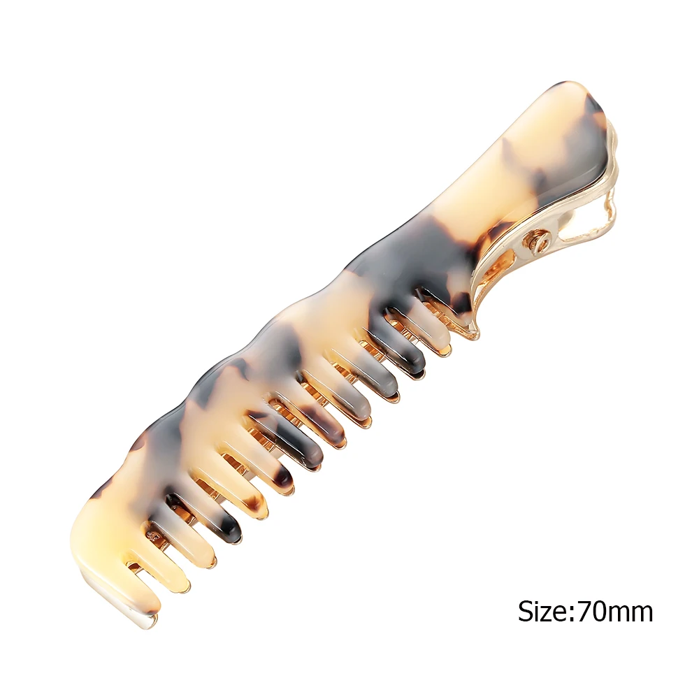 Модная акриловая заколка для волос в форме расчески леопарда золотая