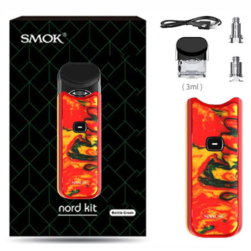 red yellow resin Smok Nord Pod vape комплект с аккумулятором 1100 мАч 3 мл картридж сетка спиральная электронная сигарета Vape pod Kit vs SMOK novo - Цвет: red yellow resin