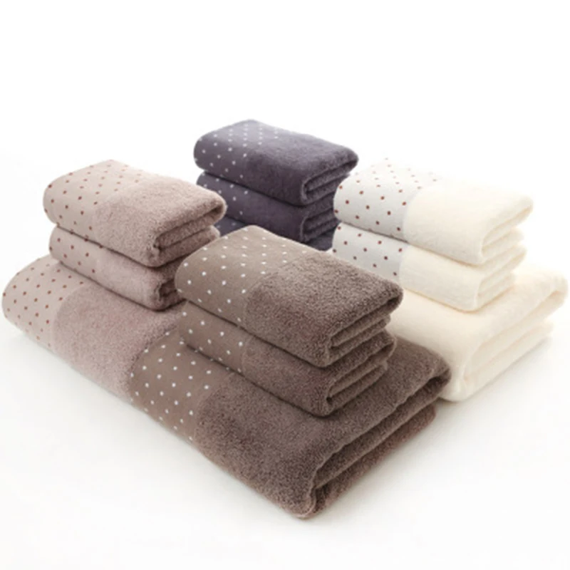 

MENEN Home Cotton Polka Dot Towel Luxury Pure Bath Face Sets Comfortable and Soft Home Textiles LF88008