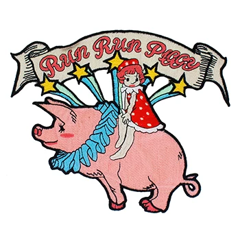 1599 pig girl 1pc 1 шт. большая вышивка милый колпачок свинья патчи цветок аппликация шитье на модной брендовой одежде спереди сзади по бокам значок TH1518 - Цвет: 1599 pig girl 1pc