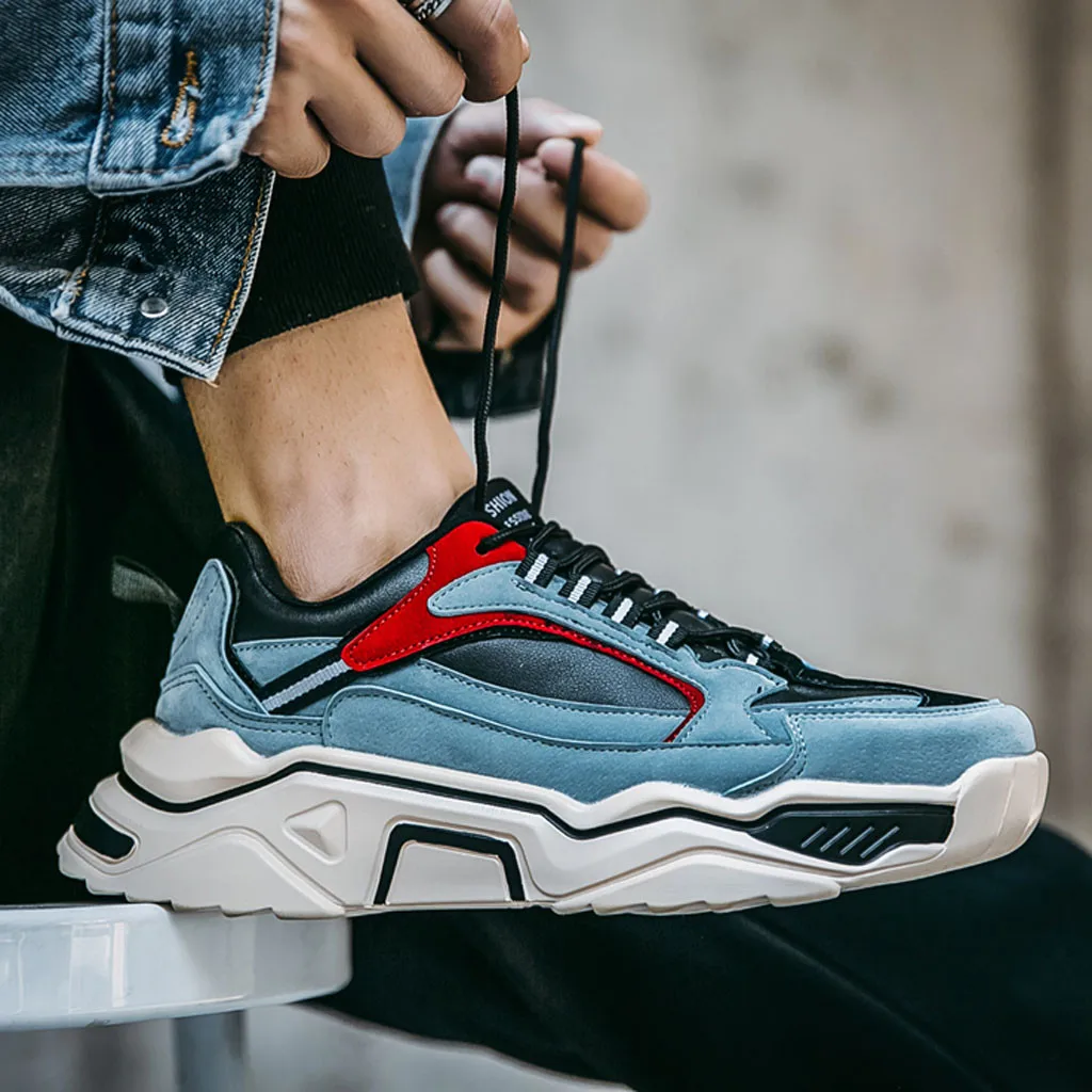 Мужские дышащие кроссовки удобная дышащая обувь на платформе Нескользящие