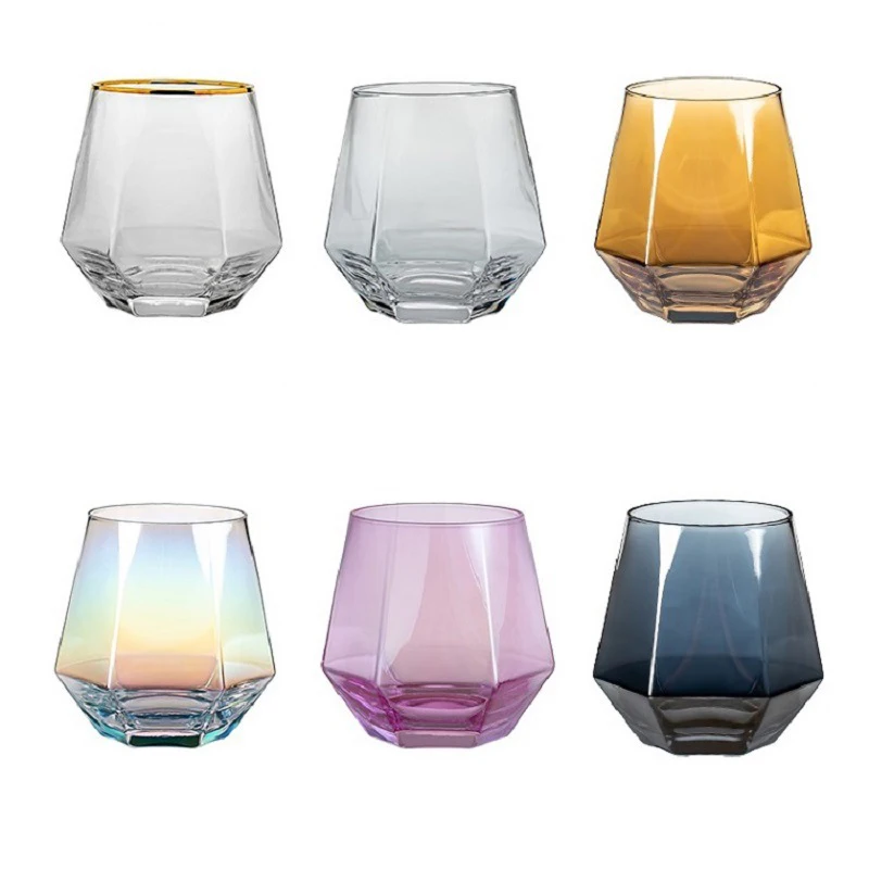 

6 шт./компл. красочный стеклянный стакан, стеклянная чашка, стеклянный набор для виски, коктейля, пива, бара, товары, чашки, креативная кофейна...