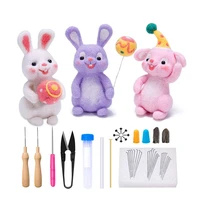 lmdz relaxed diy handmade cute rabbits doll wool needle felting kit manual felting kit for beginners with instructions