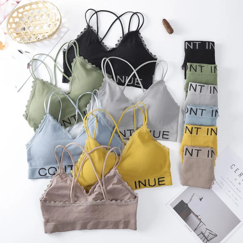 Женский бюстгальтер трусики набор пуш ап модный с буквенным принтом сексуальное