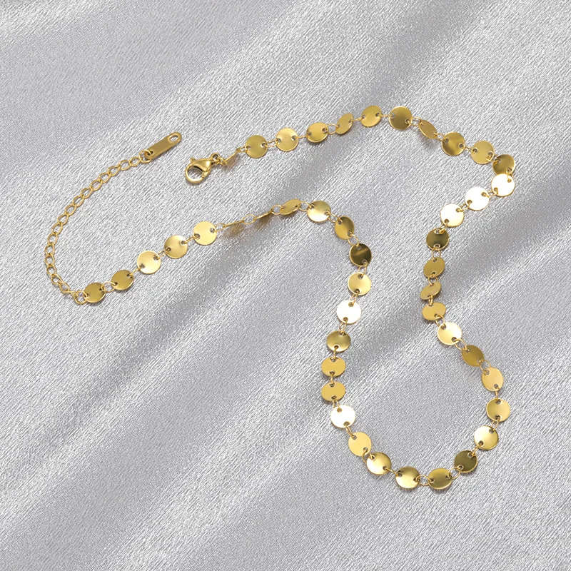 

Gold Color Round Women's Pendant Necklace Female Clavicle Chain Choker Necklaces Jewelry Ladies Minimalism Jewelry Accessories