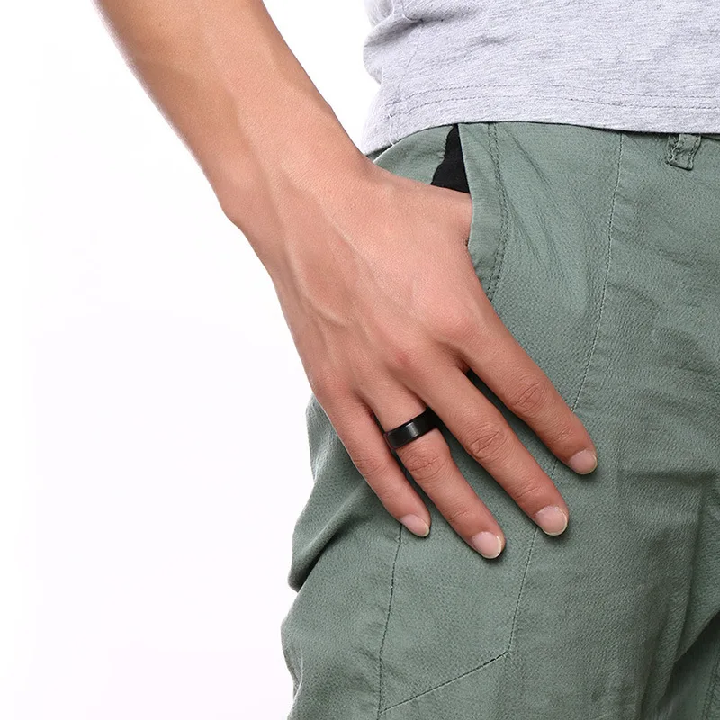 Модное очаровательное Ювелирное кольцо мужские черные кольца из нержавеющей