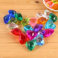 plastic big heart diamond jewels treasure chest crystal gems toys art decoration wedding party home decor diy centerpiece craft