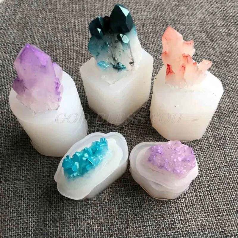 Handmade Natural Crystal Quartz Rock Cluster Geode Druzy Stone Epoxy Resin Mold Pendant Jewelry Making Tools | Дом и сад