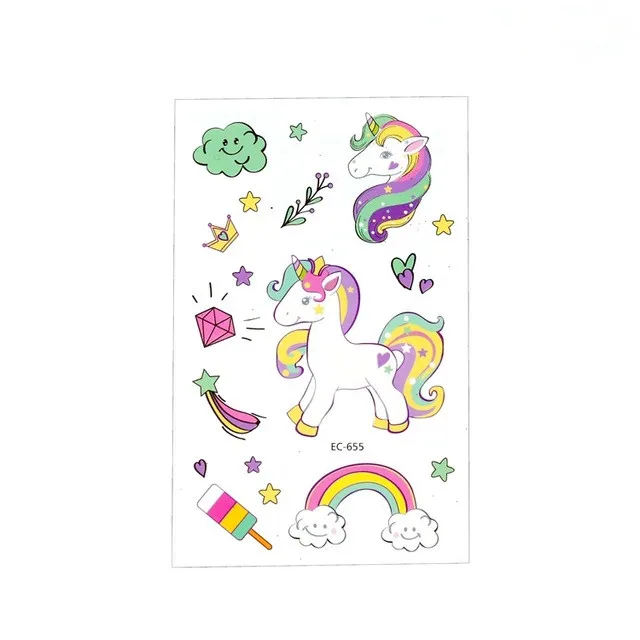 Мультяшная наклейка радужная лошадь переводная татуировка Временный ребенок