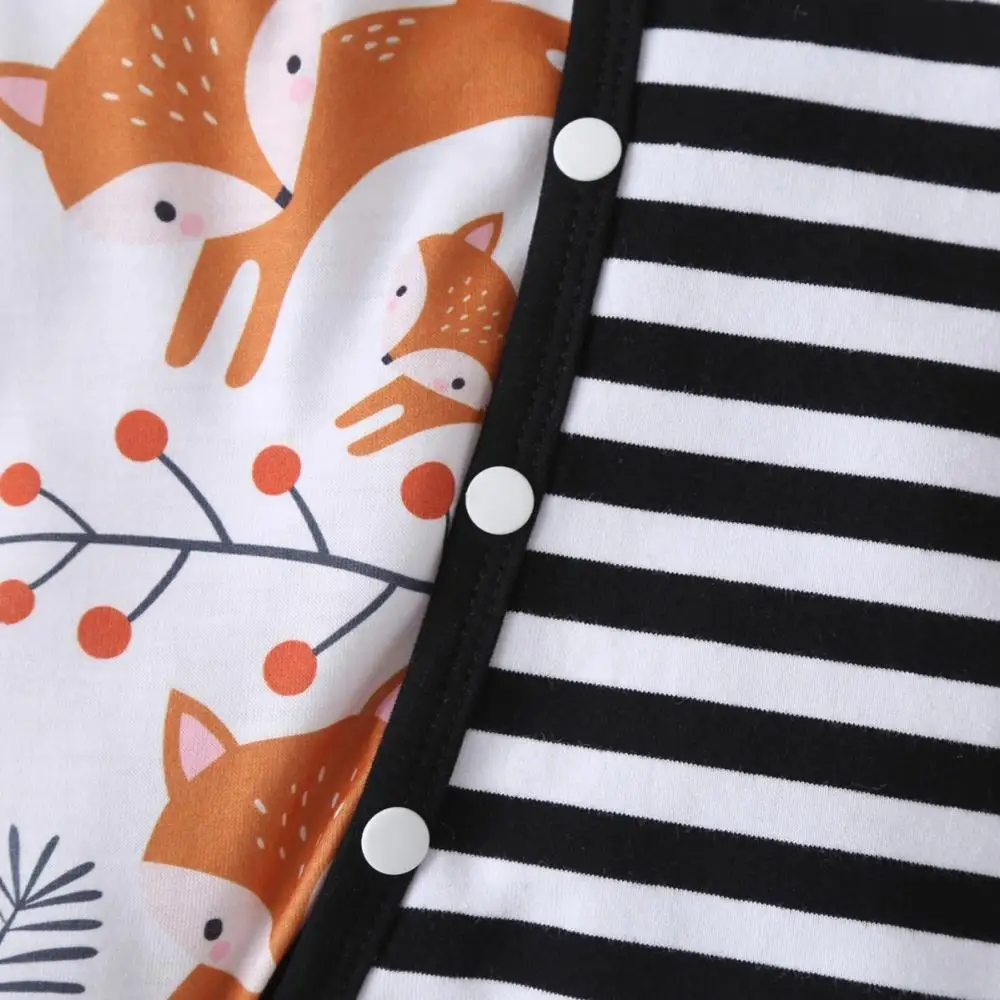 

Cartoon Summer Baby Casual Striped Print Long Sleeve Bodysuits