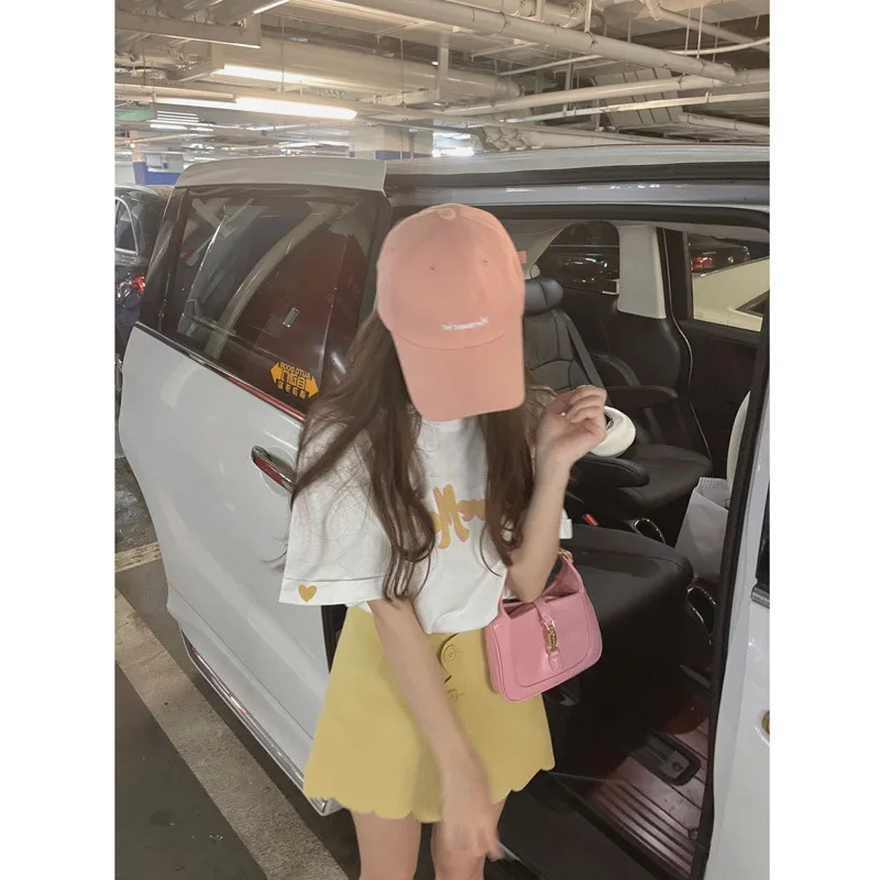 

Lovemore Short Sleeve T~ Lazy Wind Round Neck Pullover Letter Top Female Summer New Casual Printed T Shirt Tide