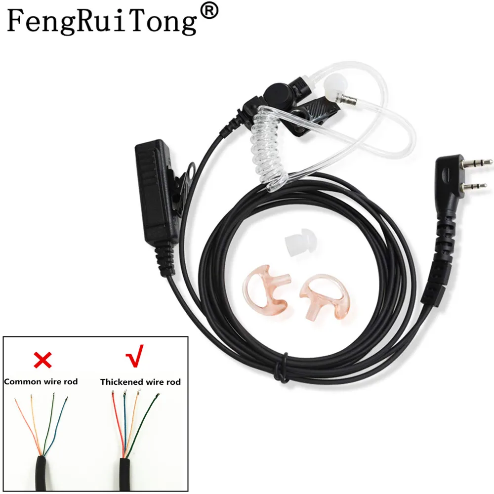 2-Wire Coil Earbud Audio Mic Surveillance Kit for Kenwood Two-Way Radio 2-Pin Connector TK270 TK370 TK3140