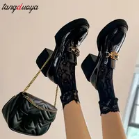 Loafers Women Pumps High Heels Shoes Belt Buckle 2022 spring Vintage Casual Round Toe Ladies Platform Female Shoes mary janes
