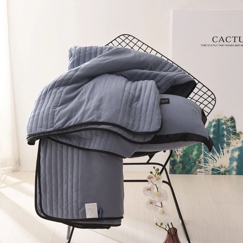 Летнее одеяло из мытого хлопка кондиционер мягкое тонкое однотонное покрывало