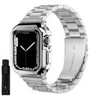 Чехол и ремешок для apple watch 7 45 мм 41 мм, браслет для iwatch se 6 5 4 44 мм 40 мм 3 42 мм 38 мм, чехол из нержавеющей стали, браслет на ремешке