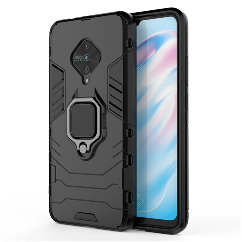 

For Vivo X50 Lite Case 6.38 Inch Luxury Ring Back Cover Stand Armor Shockproof Phone Case For Bbk Vivo X50lite Full Phone Cases