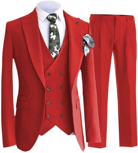 

Классические свадебные смокинги, костюмы, облегающие мужские костюмы для жениха из 3 предметов, мужской костюм для жениха, мужской красный о...