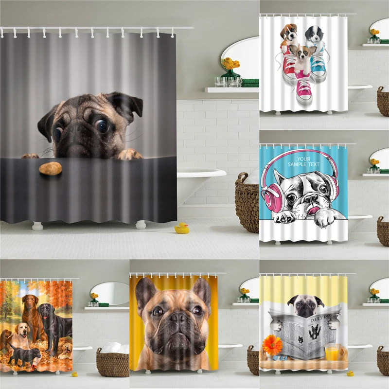 Занавески для душа с изображением животных собак высококачественные