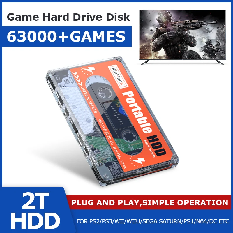 2T HDD встроенные 63000 + игр портативный внешний жесткий диск SATA 3 для