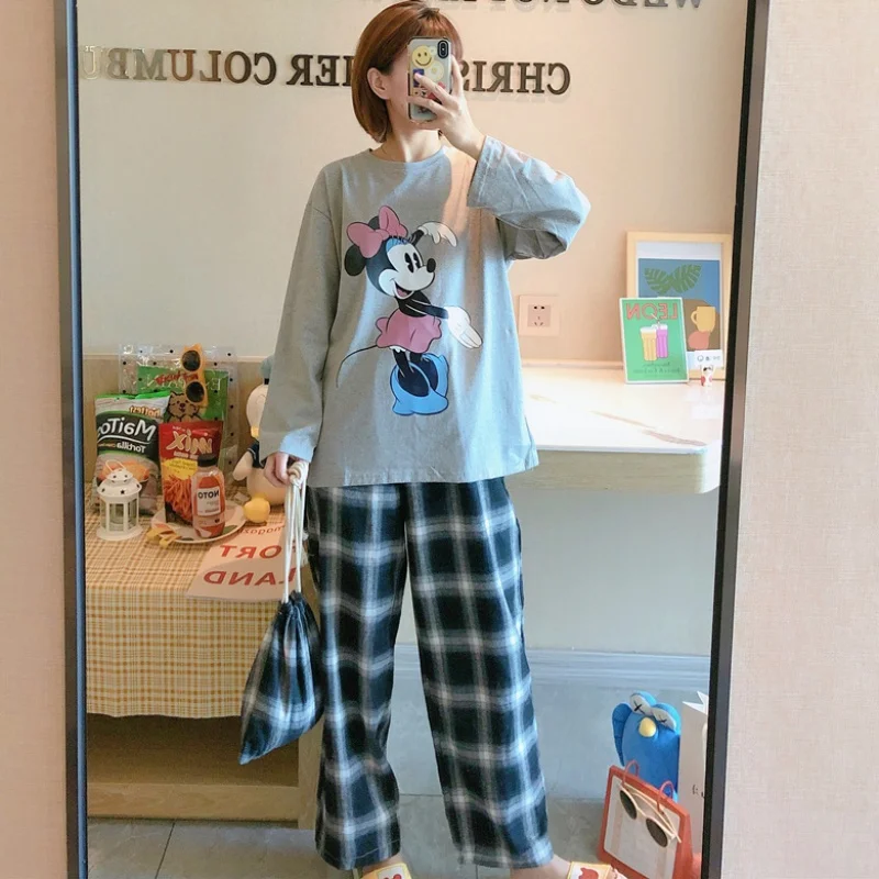 Disney Women Minnie Mouse Pajamas Sets Fall Ladies Sleepwear Pijama Long Women Pyjamas Suit Female Clothing Set 2021 Nightwear