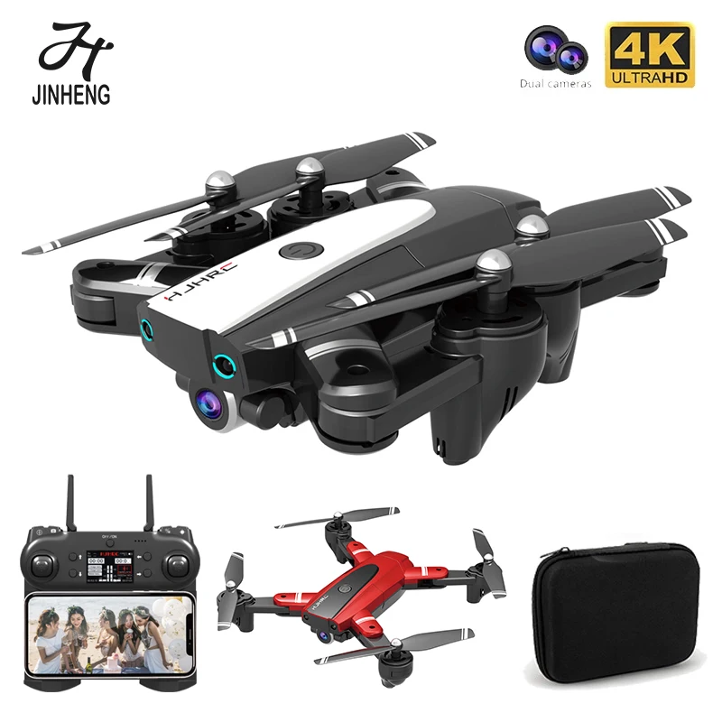 

JINHENG Drone 4k Profesional Dual HD With Camera Foldable Quadcopter Optical Flow Wide Angle RC Helicopter FPV WiFi Toy For Boys