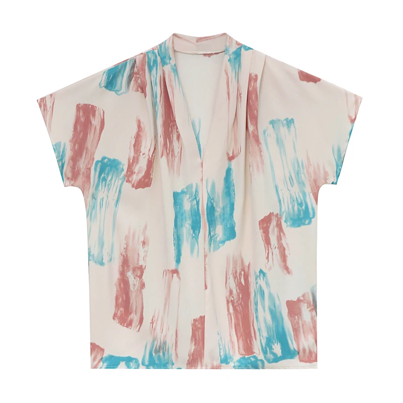 

Summer Korean Fashion Silk T-shirts for Women Vintage Satin Tops for Women Short Sleeves Loose Office Lady Shirts