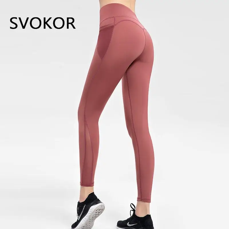 

Леггинсы женские спортивные с сетчатым карманом, с высокой талией, пуш-ап, обтягивающие черные брюки