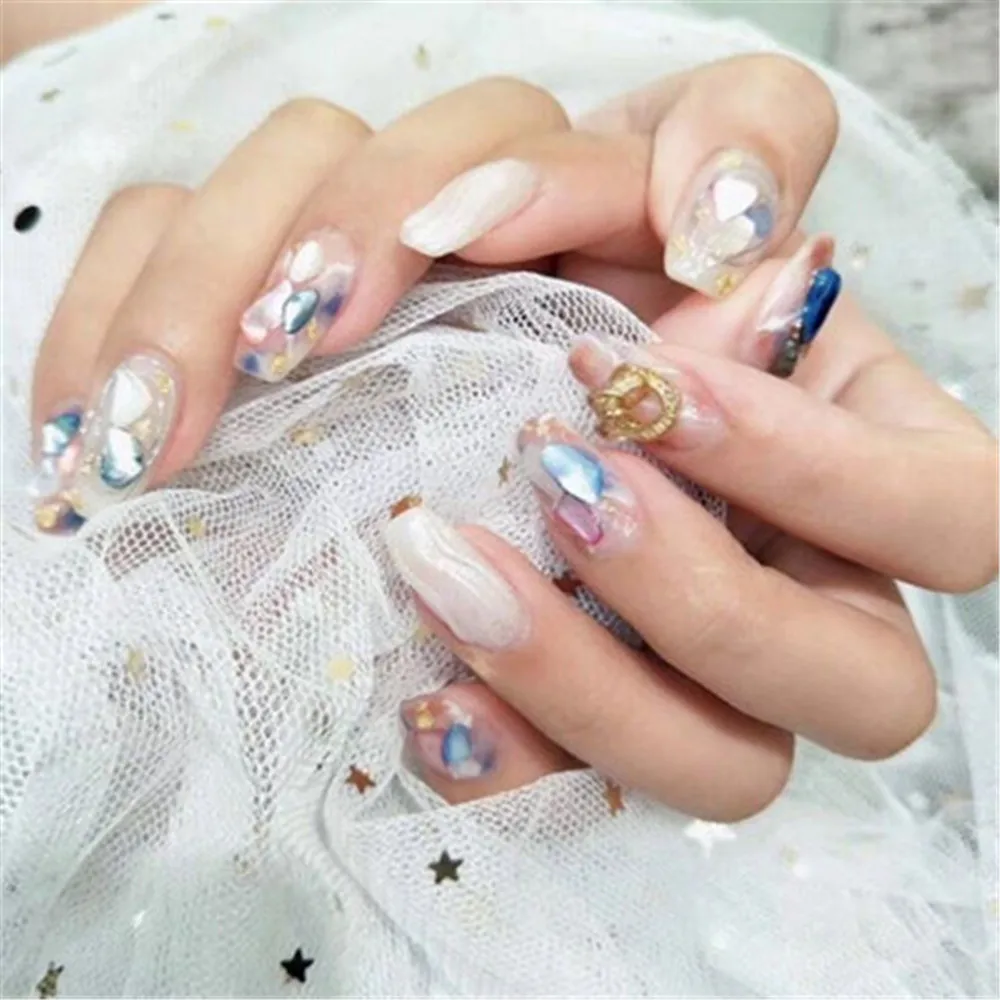 

12 grids Colorful 3D Irregular Sea Shell Slice Particles Seashell Crushing Nail Art Flash Decoration Natural Tips Accessories