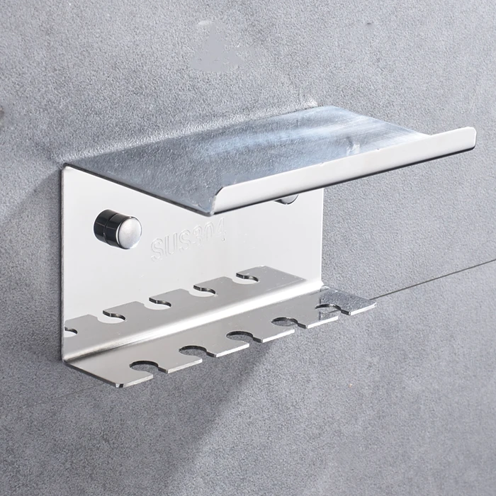 

Stainless Steel 5 Slots Toothbrush Holder Toilet Supplies Wall Mount Household or Self Adhesive Storage Rack Hotel