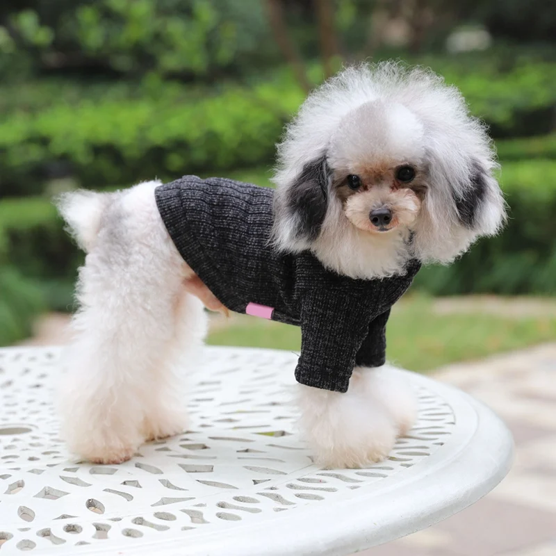 Dog Cat Clothes Sweater Warm Unisex Autumn Winter Pet Simple Knitwear Turtleneck For Small Medium Dogs | Дом и сад