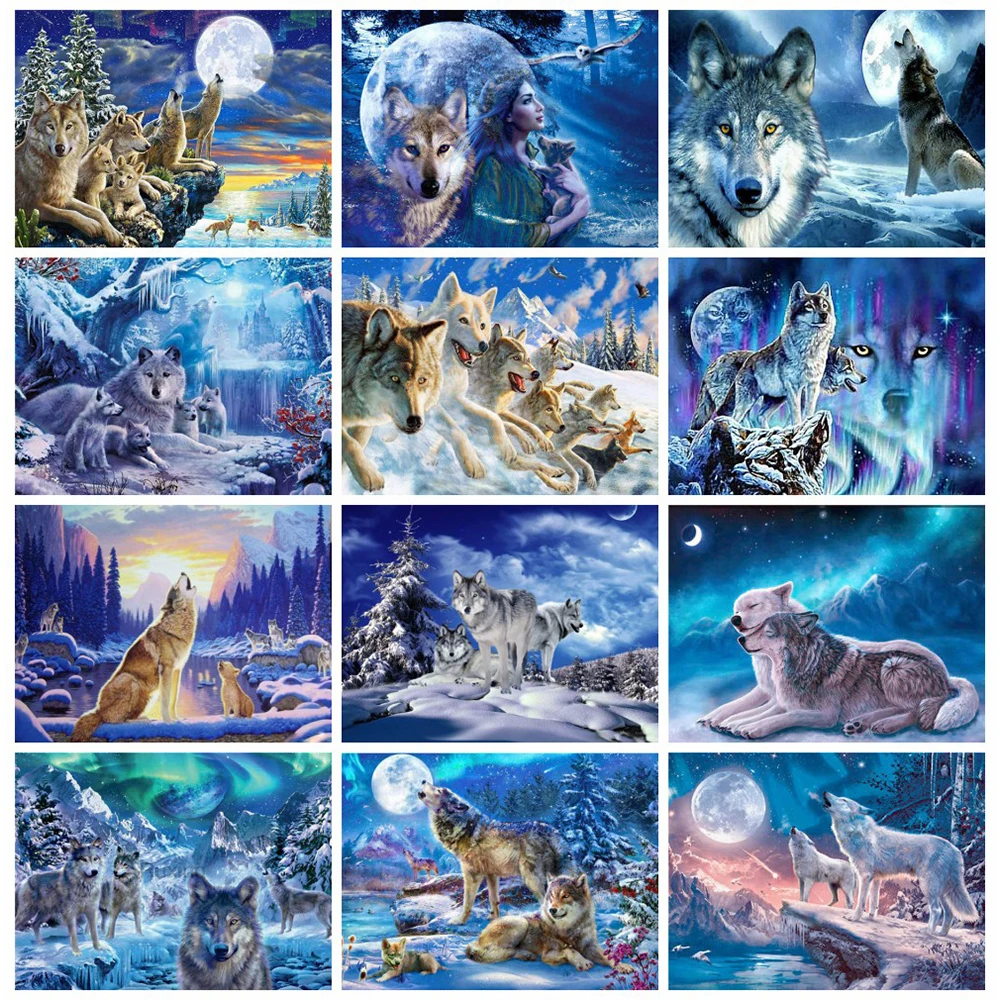

EverShine DIY Алмазная вышивка волка картина разразы искусственная луна Ночная Картина ручная работа хобби