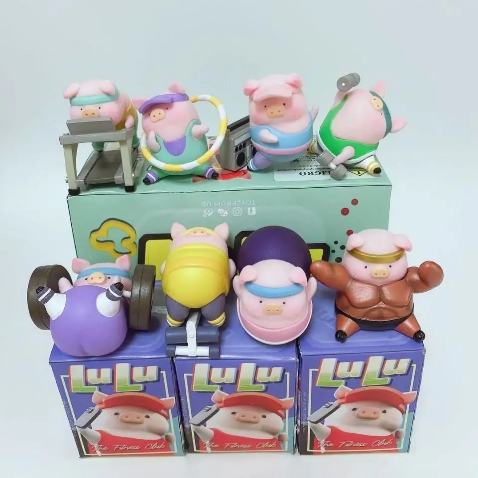 

LULU Pig Sports Meet Series Blind Box Figures Ornaments Flocking Canned Pig Desktop Decoration Model Toys
