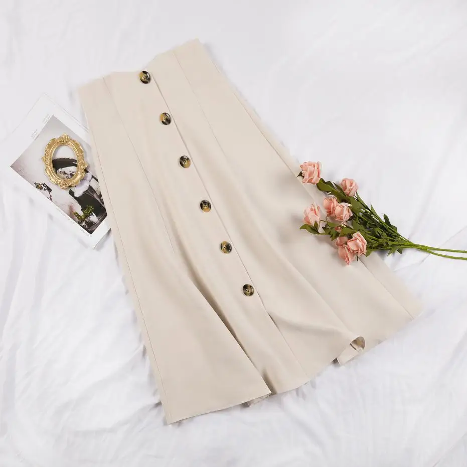 Женская однобортная юбка трапециевидной формы REALEFT элегантная Весенняя с