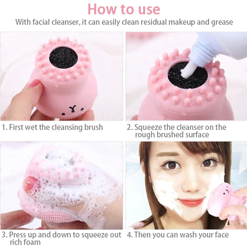 

1PC Silicone Facial Cleansing Brushes Remover Skin Oil Acne Pore Cleaning Brush