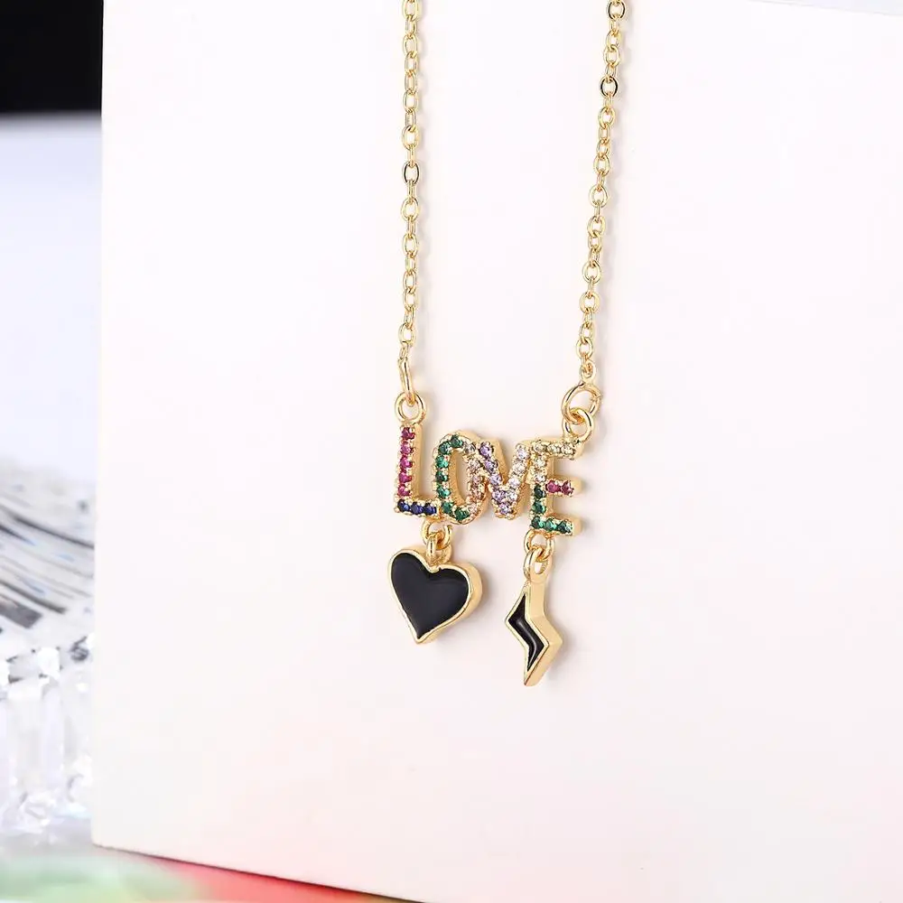 Новинка 2020 модная пара один продукт радуга ПАВЕ любовь в сочетании с эмалью форме